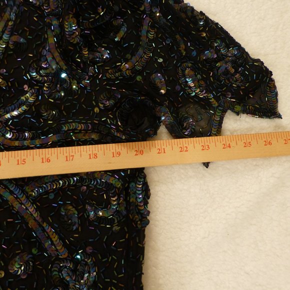 LAWRENCE KAGAR BLACK LINED SEQUIN GOWN Size 1X Silk lining HOLIDAY DRESSING $160 - Picture 12 of 13
